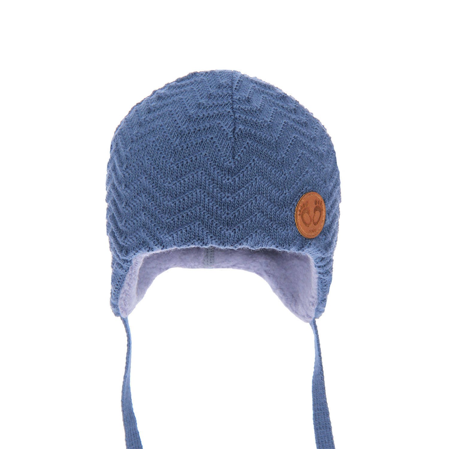 Wiązana czapka niemowlęca zimowa niebieska Malik