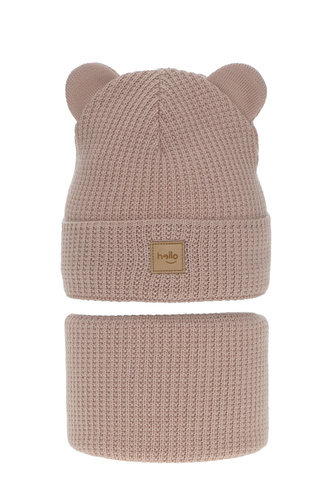 Czapka i komin dla dziewczynki zimowy komplet, różowy Harper