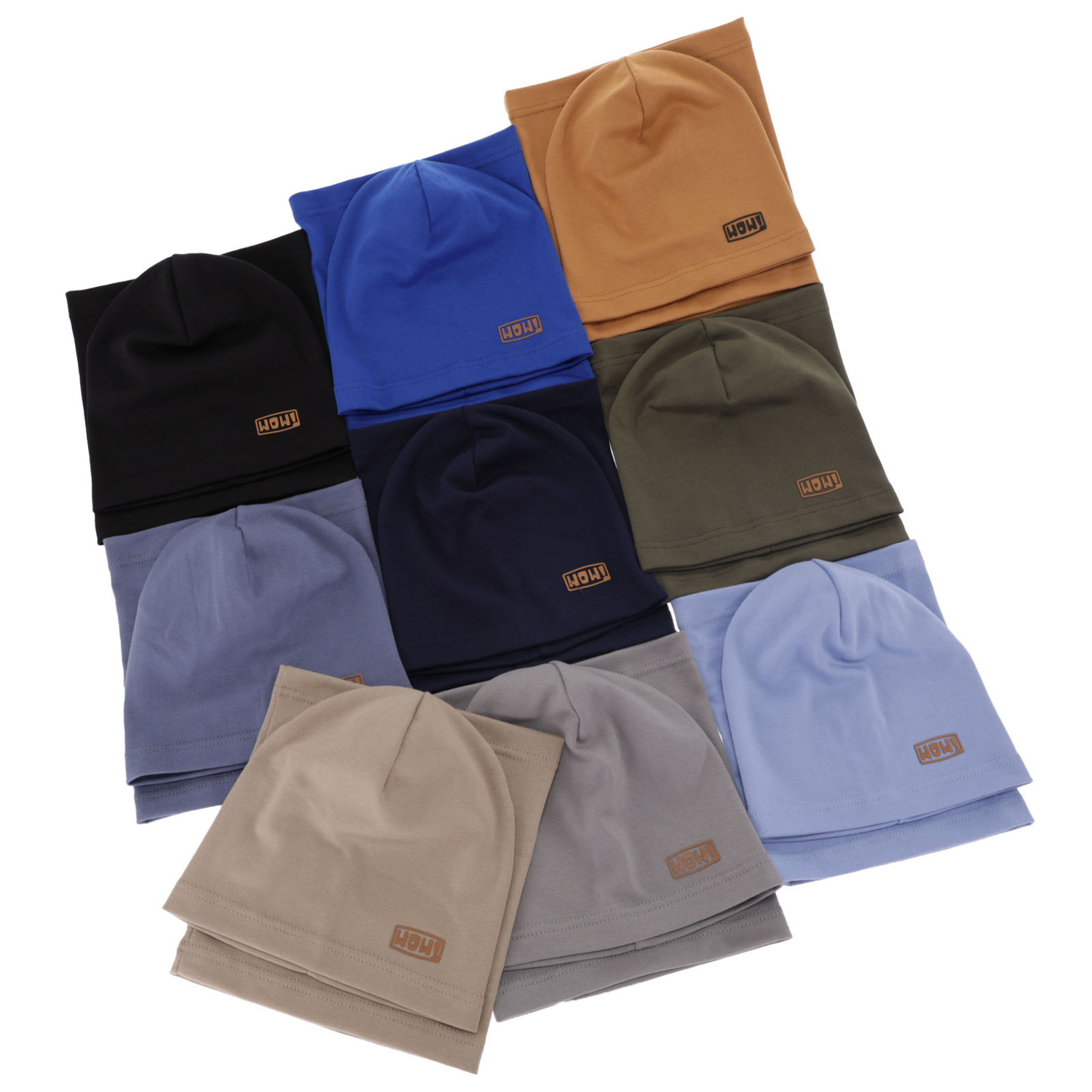 Czapka i komin dla chłopca jesienny, wiosenny komplet, ciemny beż, bawełniany Frizer