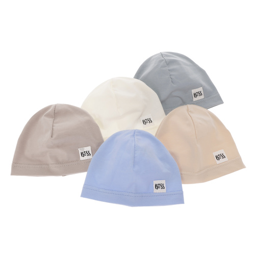 Czapka dla chłopca jesienna, wiosenna, ciemnobeżowa, bawełniana Niki