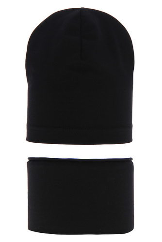 Czapka i komin dla chłopca jesienny, wiosenny komplet, czarny, bawełniany Hazel