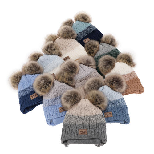 Czapka i szalik dla chłopca zimowy komplet, niebieski, z dwoma pomponami Platon