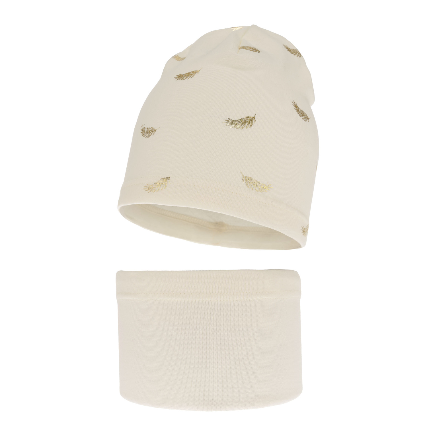 Czapka i komin dla dziewczynki jesienny, wiosenny komplet, kremowy, bawełniany Florena