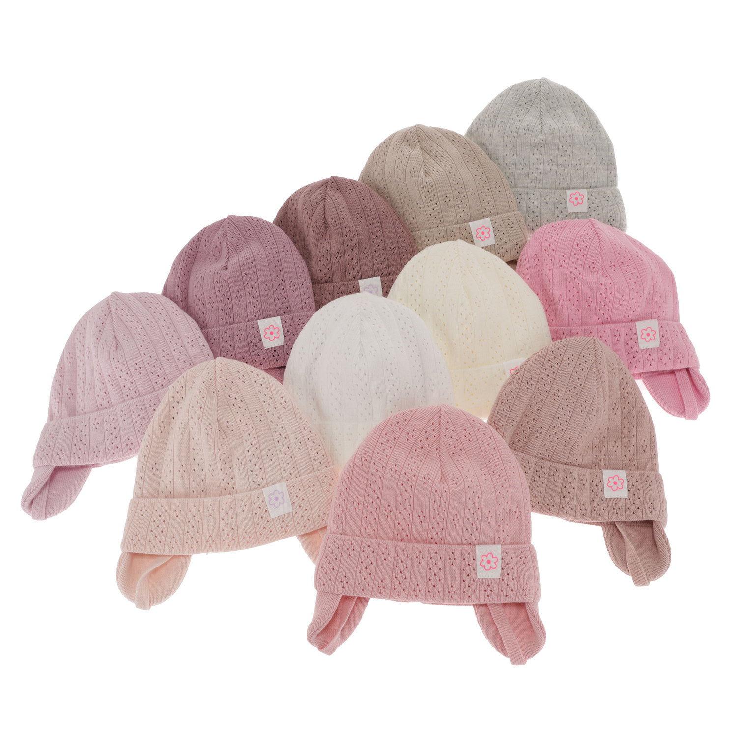 Czapka jesienna, wiosenna dla dziewczynki, różowa, wiązana Lucrezia