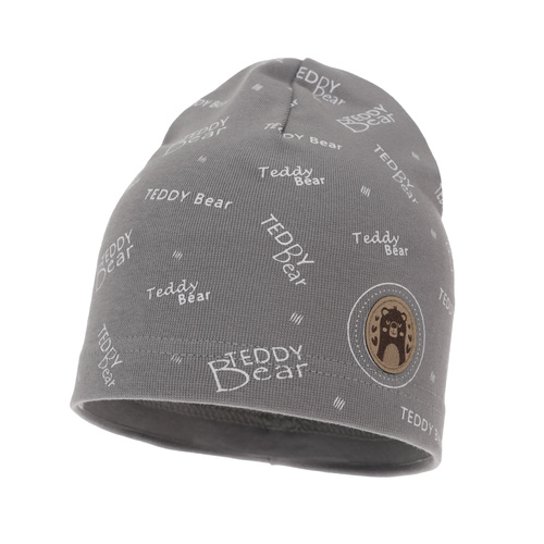 Czapka bawełniana dla chłopca jesienna, wiosenna, szara, Tedi