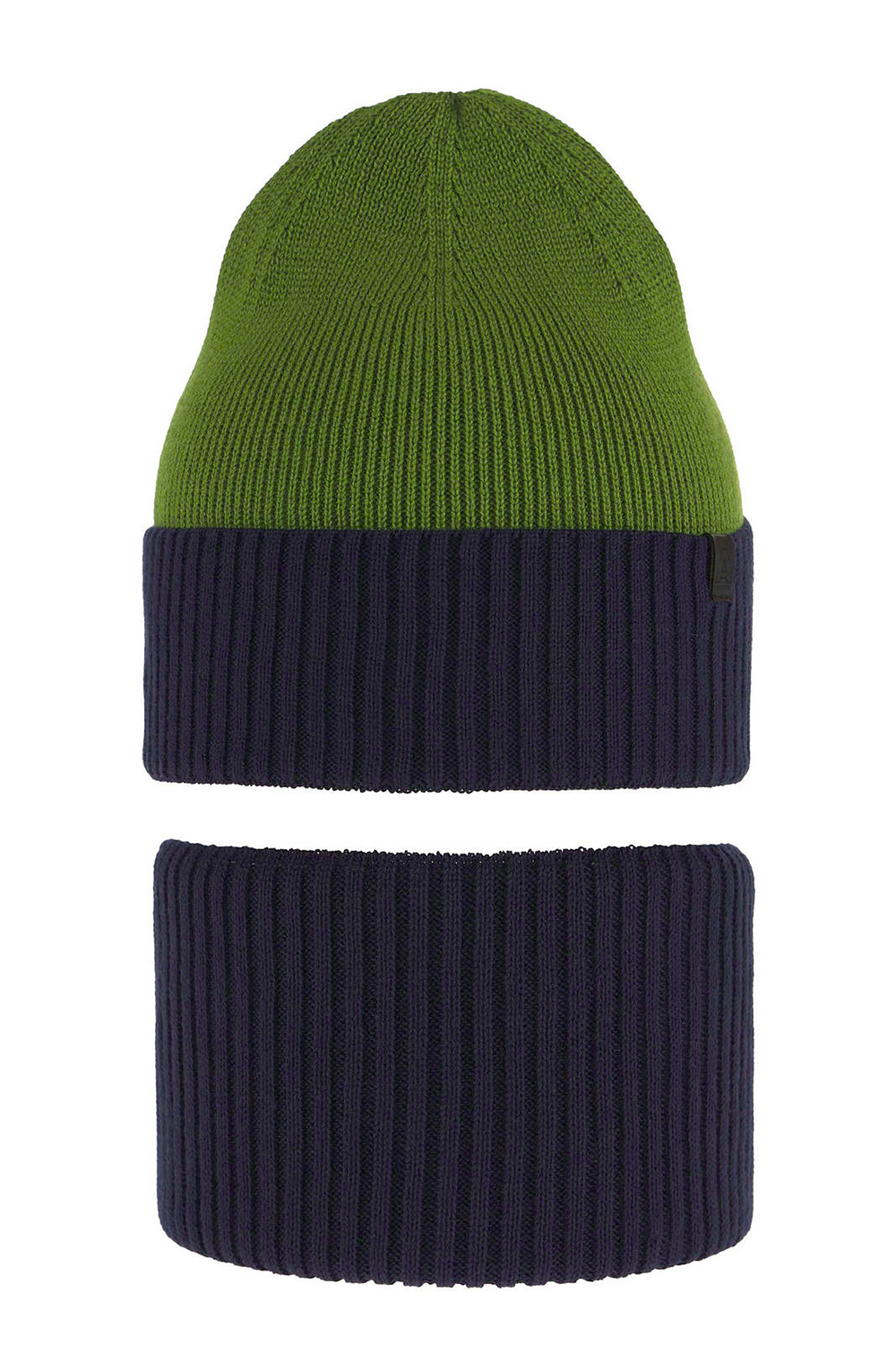 Czapka i komin dla chłopca jesienny, wiosenny komplet, granatowy, bawełniany Tauros