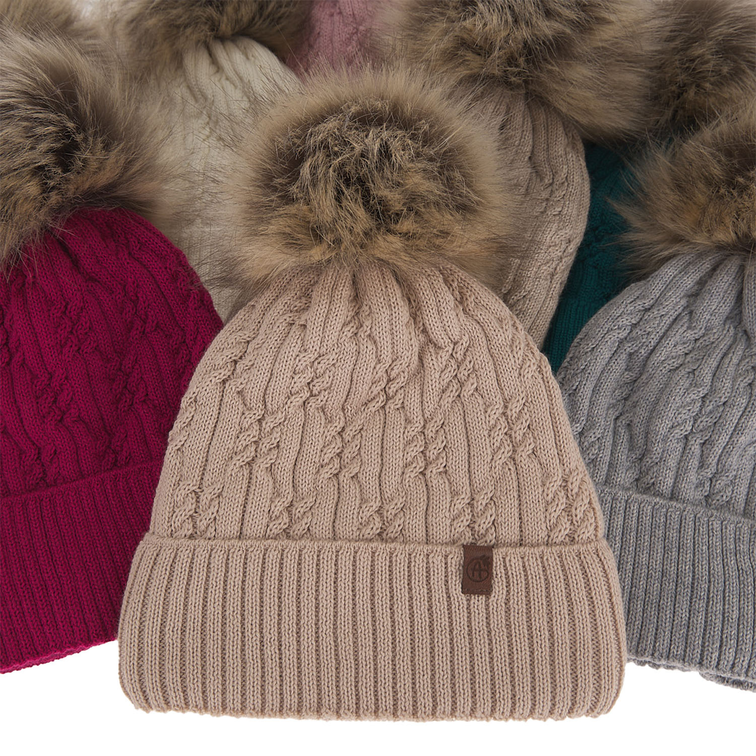 Czapka zimowa damska, różowa, z wełną merino Larida