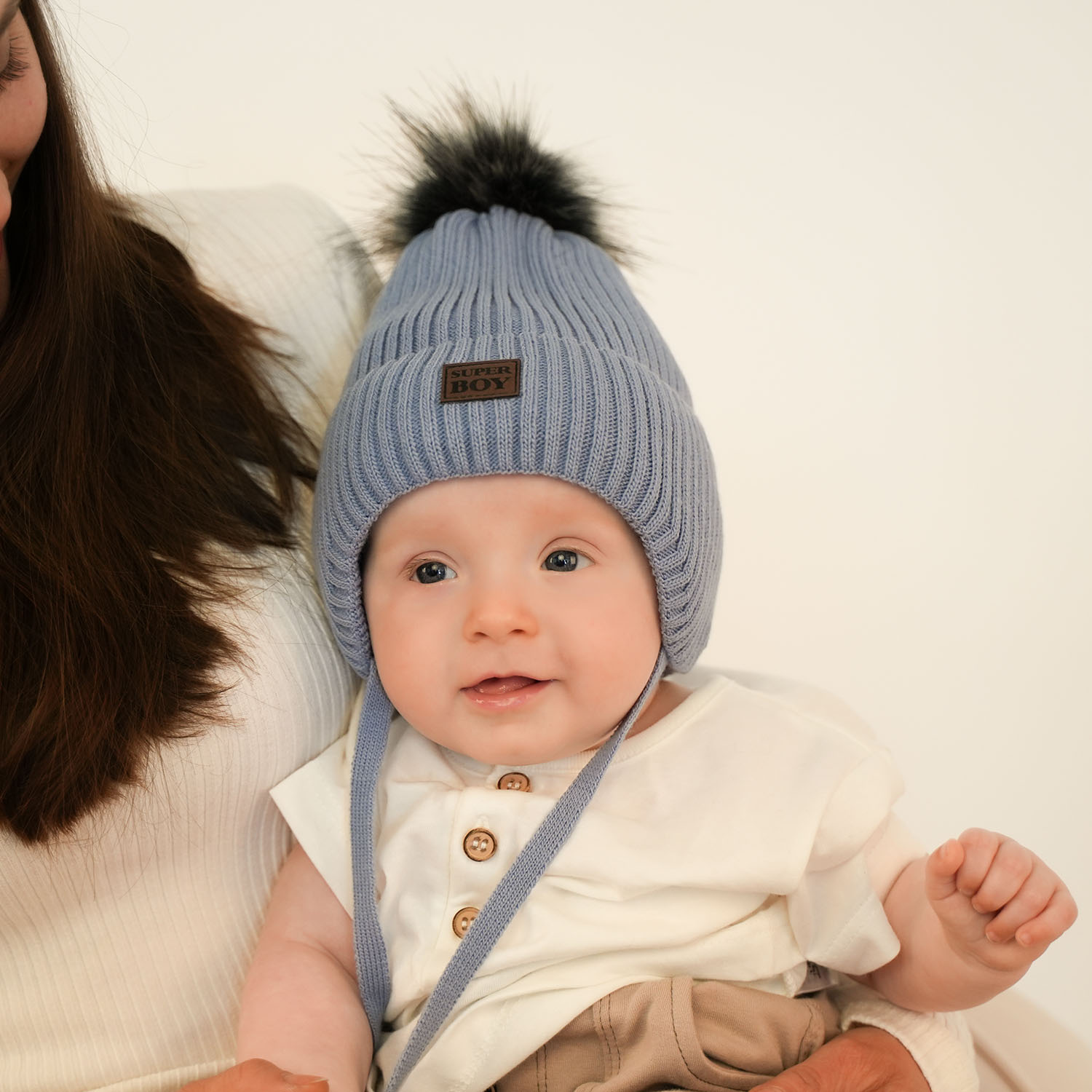 Czapka i komin dla chłopca zimowy komplet, szary, wiązany Denzel