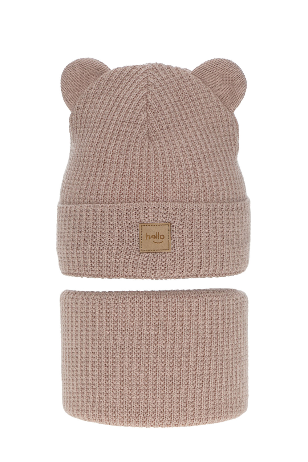 Czapka i komin dla dziewczynki zimowy komplet, różowy Harper