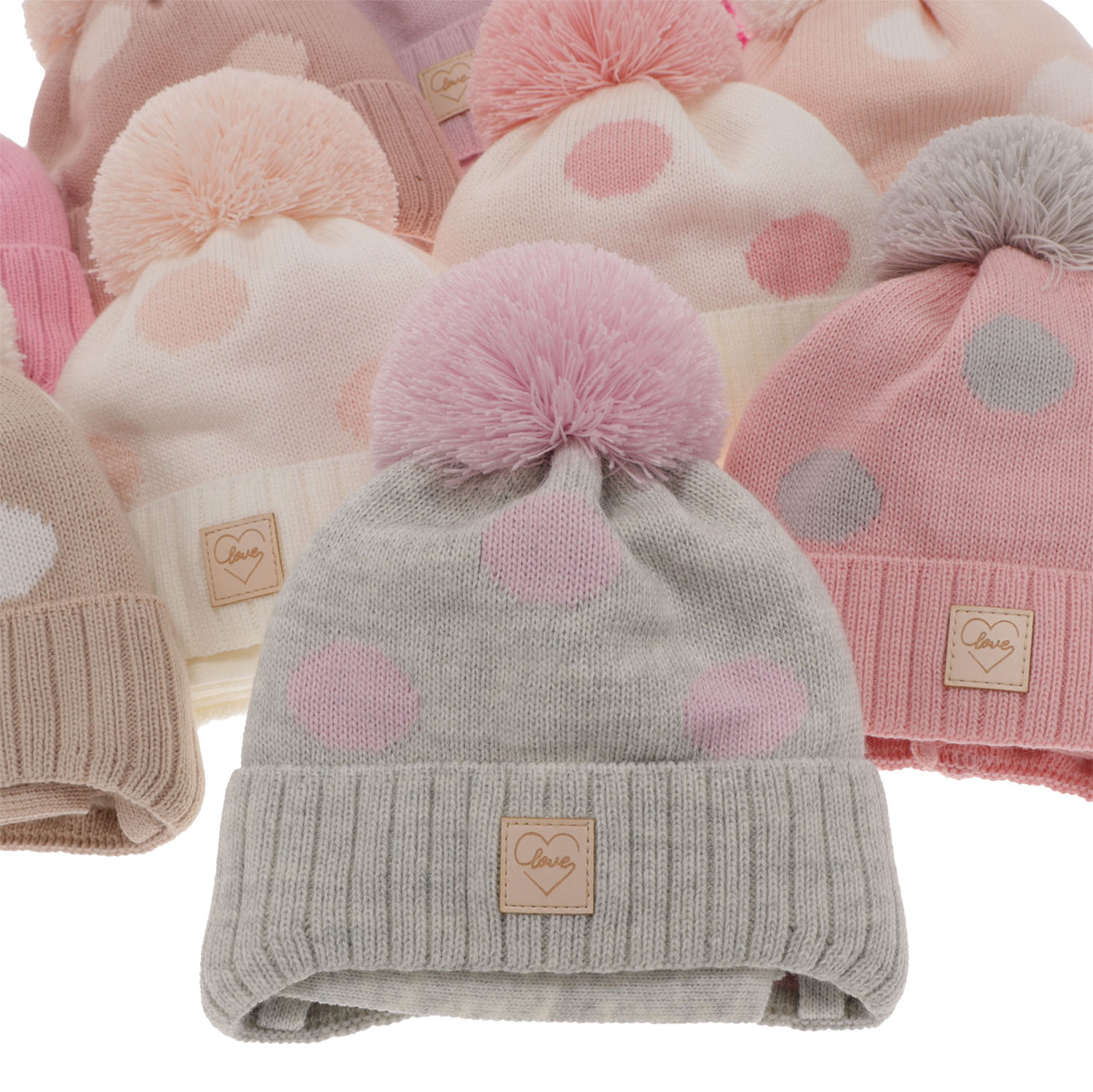 Czapka i szalik dla dziewczynki zimowy komplet, kremowy, wiązany Agostina