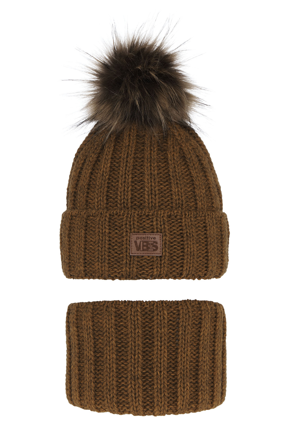 Czapka i komin dla chłopca zimowy komplet, musztardowy, z pomponem Remes