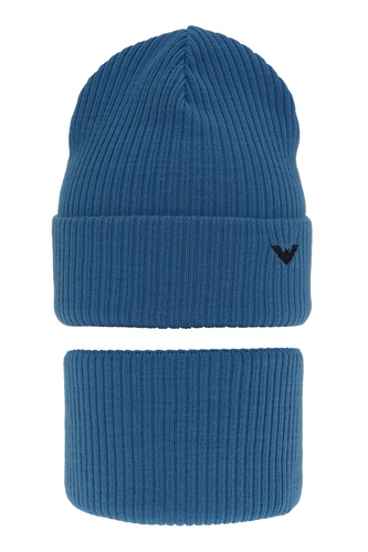 Czapka i komin dla chłopca zimowy komplet, niebieski Romeo