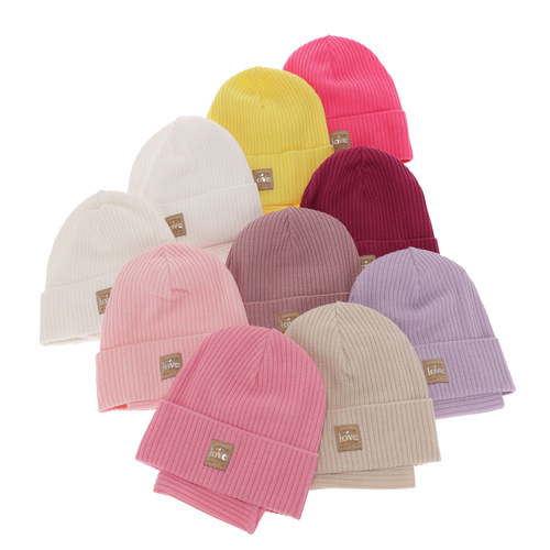 Czapka i komin dla dziewczynki jesienny, wiosenny komplet, z bawełną, różowy Furora