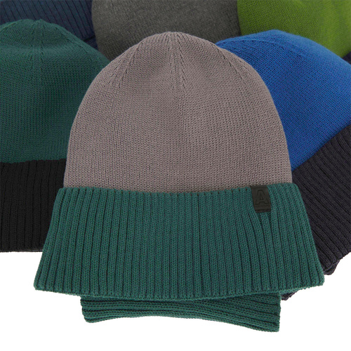 Czapka i komin dla chłopca jesienny, wiosenny komplet, granatowy, bawełniany Tauros