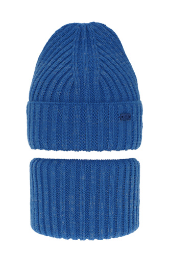 Czapka i komin dla chłopca zimowy komplet, niebieski Zeno