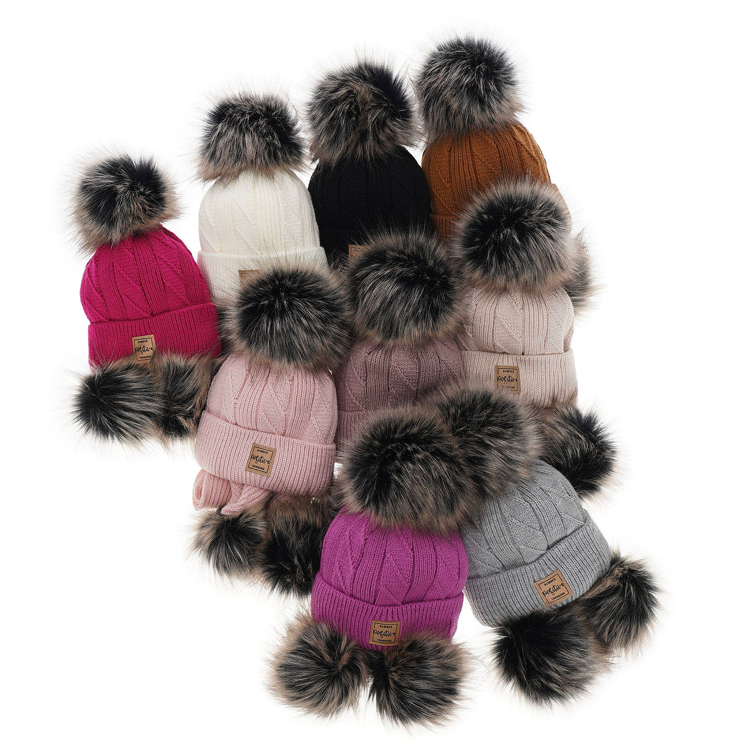 Czapka i szalik dla dziewczynki zimowy komplet, różowy, z dwoma pomponami Gabriela