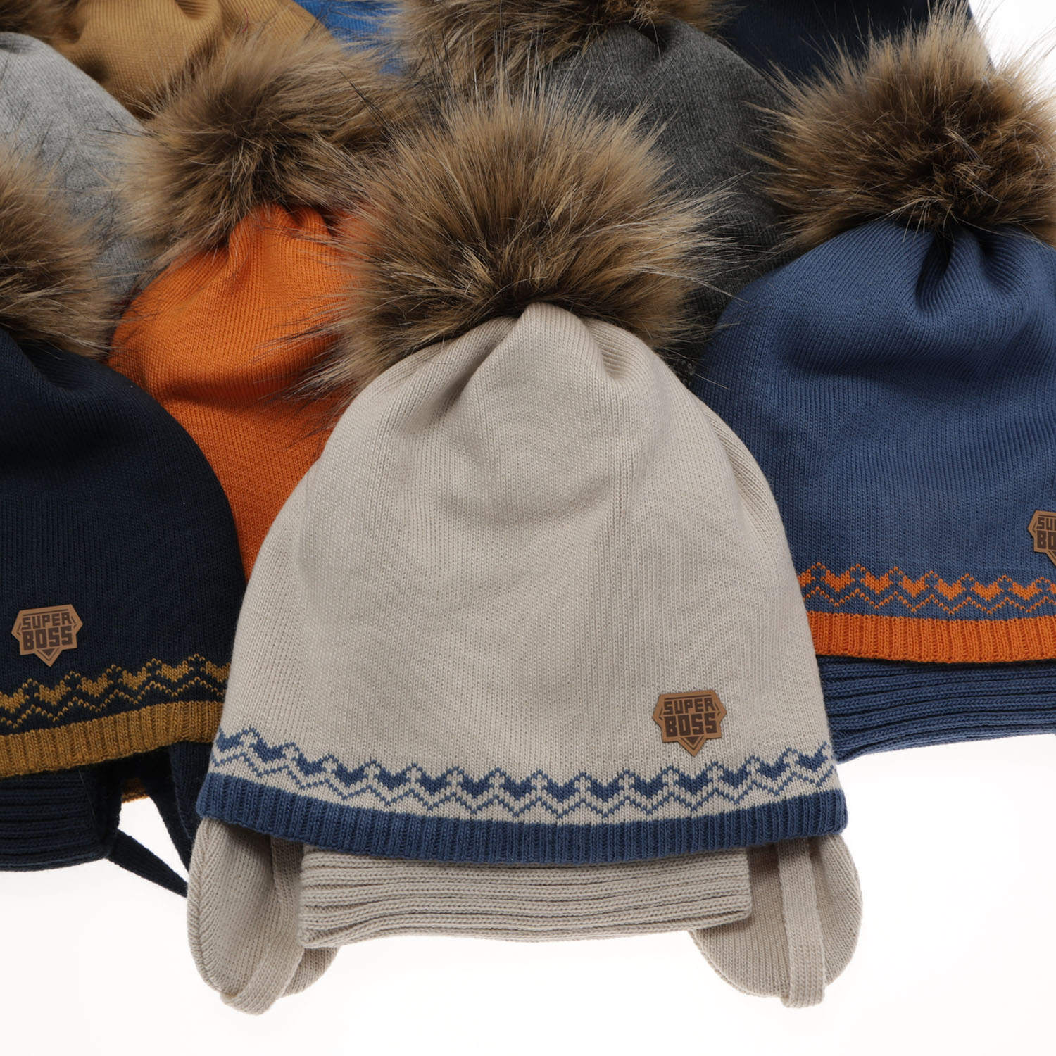 Czapka i komin dla chłopca zimowy komplet, szary, z pomponem Elpis