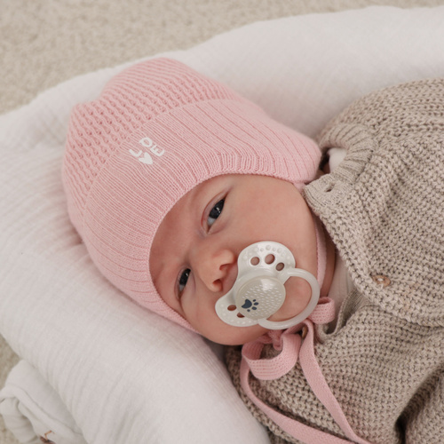 Czapka jesienna, wiosenna dla dziewczynki, różowa, wiązana Camilla