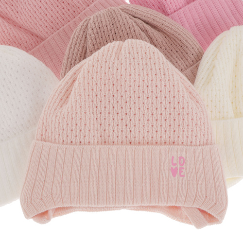 Czapka jesienna, wiosenna dla dziewczynki, różowa, wiązana Camilla