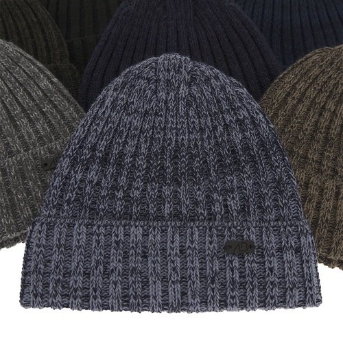 Czapka zimowa męska, bordowa, z wełną merino, Timon