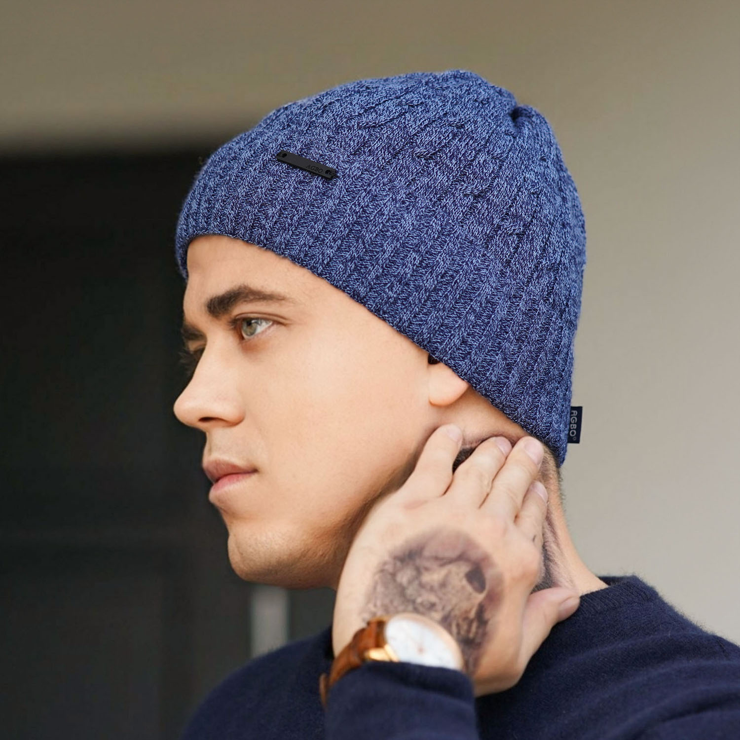 Czapka zimowa męska, khaki, Mishel