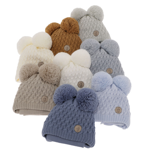 Czapka i szalik dla chłopca zimowy komplet, jasnoszary, wiązany, z dwoma pomponami Alonso