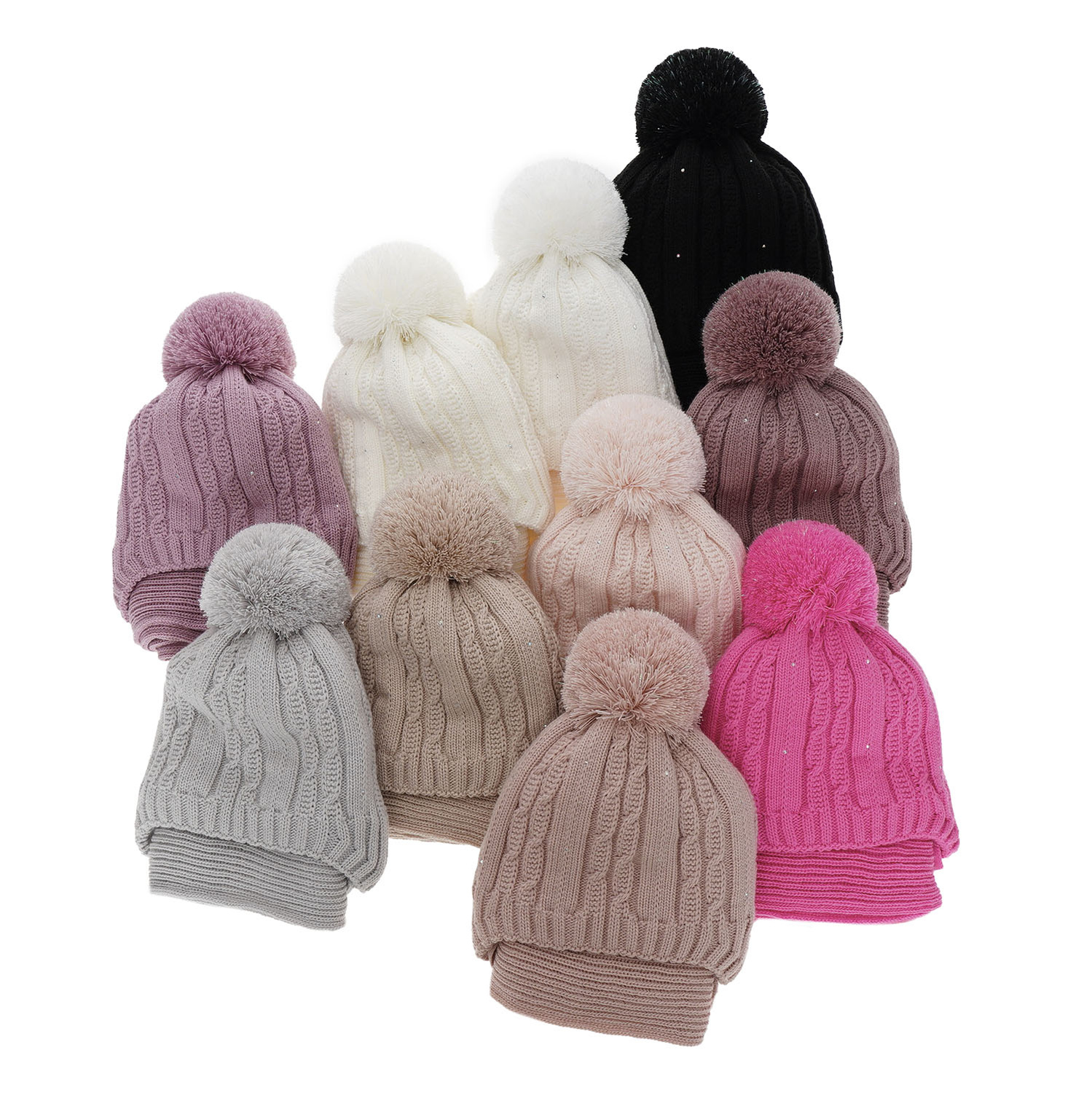 Czapka i szalik dla dziewczynki zimowy komplet, różowy, z pomponem Candy