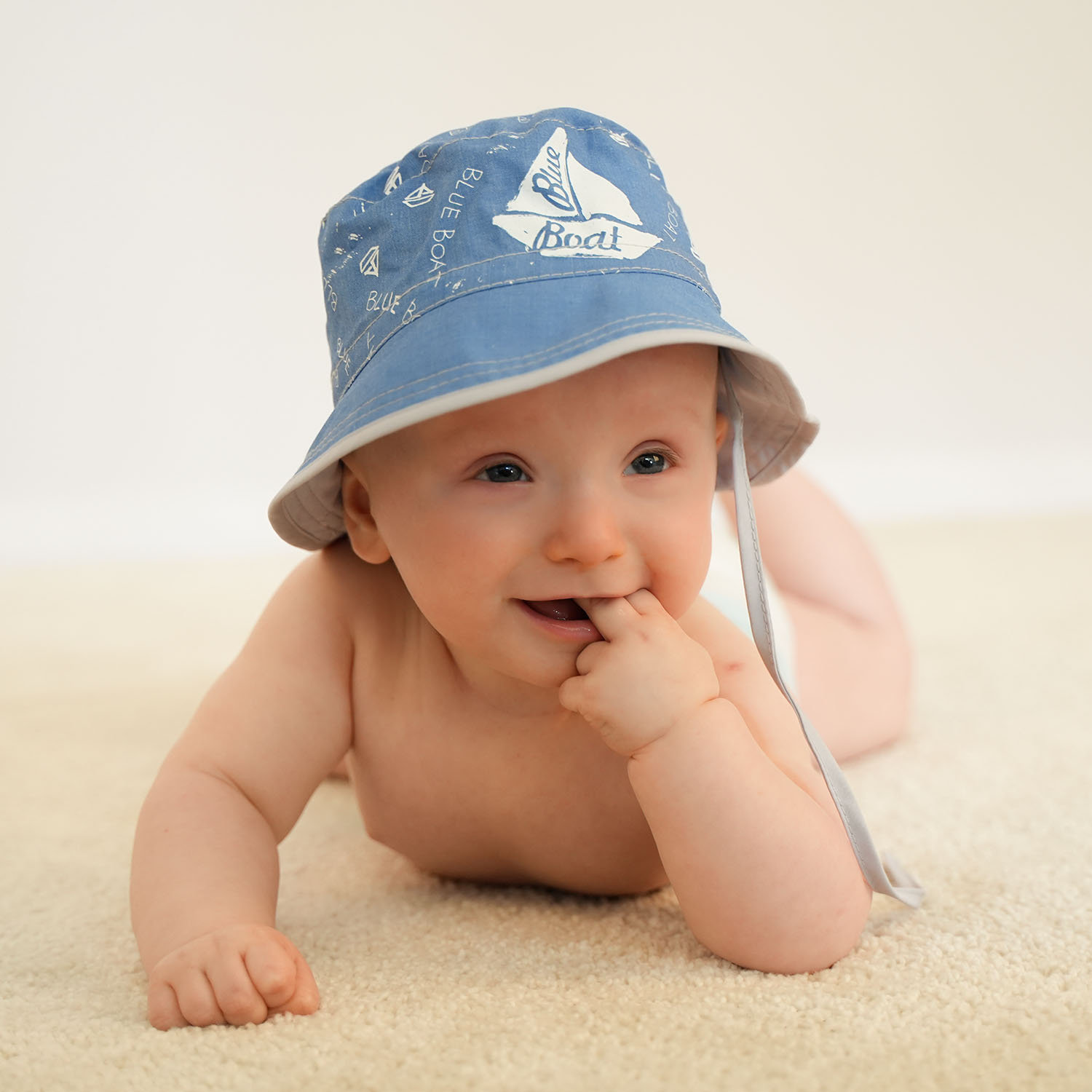 Kapelusz dla chłopca, szary, bawełniany, Boat