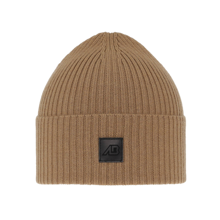 Czapka męska zimowa, camel, 100% wełniana merino, Matias