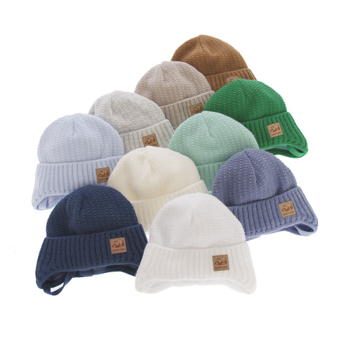 Czapka jesienna, wiosenna dla chłopca, błękitna, wiązana Todi