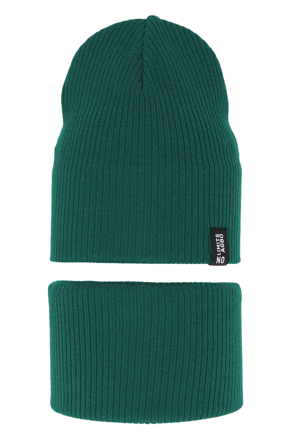 Czapka i komin dla chłopca jesienny, wiosenny komplet, z bawełną, szmaragdowy Tunis