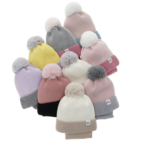 Czapka i komin dla dziewczynki zimowy komplet, różowy, z pomponem Rosalin