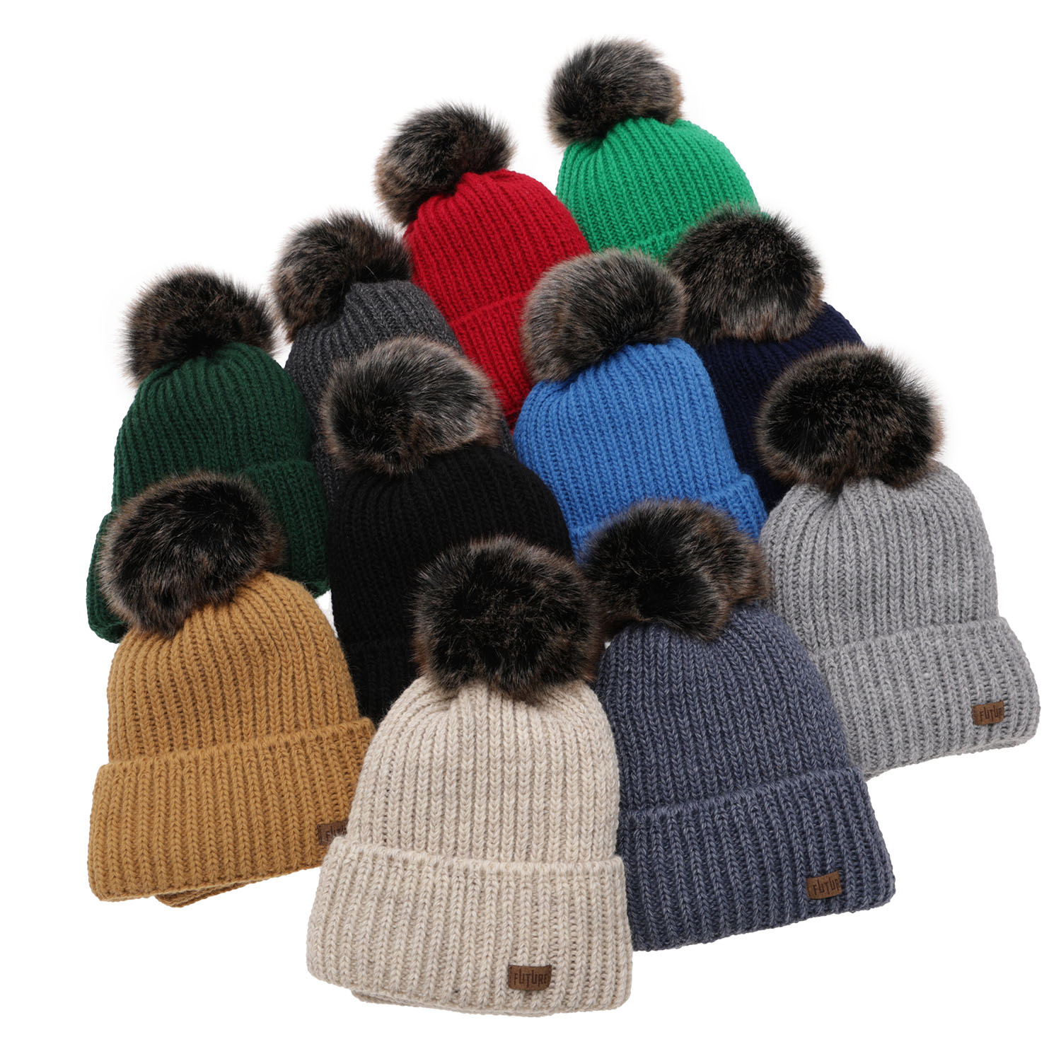 Czapka i komin dla chłopca zimowy komplet, zielony, z pomponem Wonder