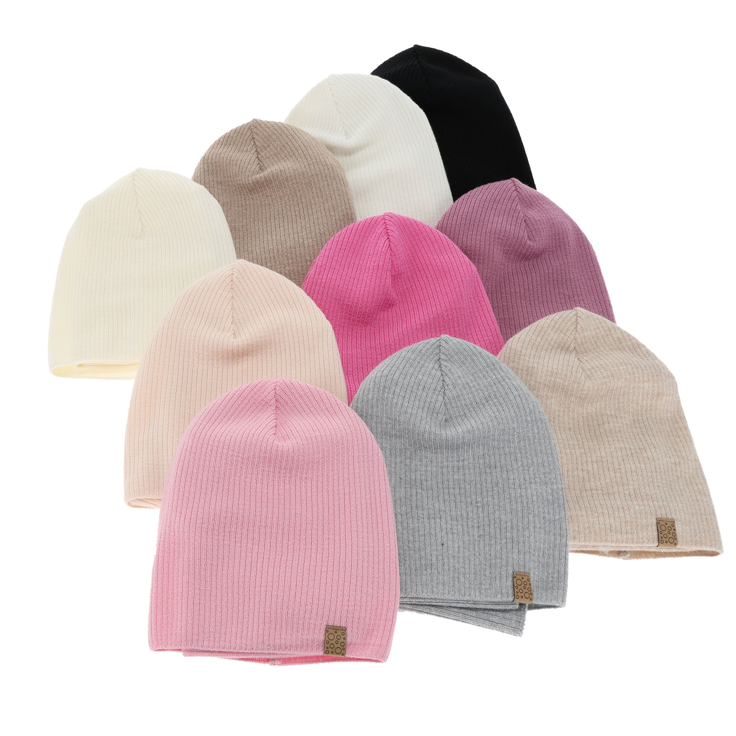 Czapka i komin dla dziewczynki jesienny, wiosenny komplet, czarny, 100% wełniany merino Ricona