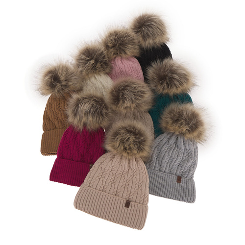 Czapka zimowa damska, różowa, z wełną merino Larida