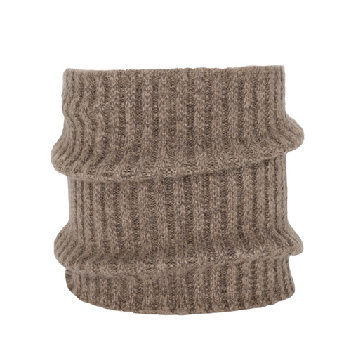 Komin zimowy męski, ciemnobeżowy, z wełną merino, Best