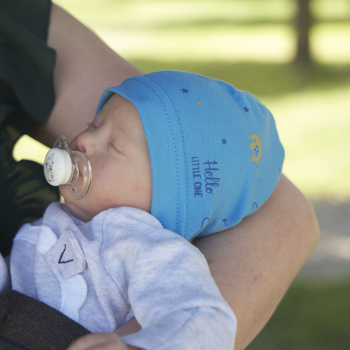 Czapka bawełniana dla chłopca jesienna, wiosenna, niebieska Afil