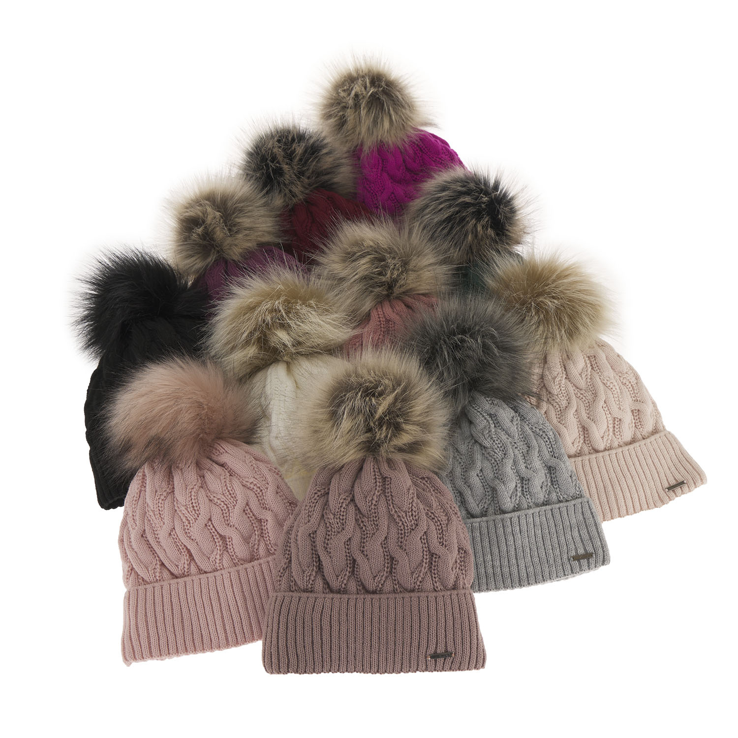 Czapka zimowa damska, bordowa, z pomponem Deva