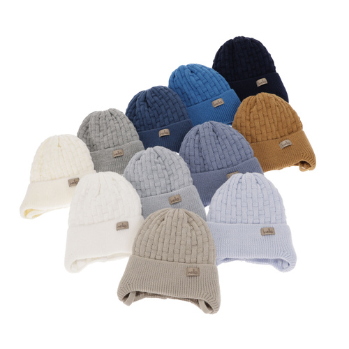 Czapka jesienna, wiosenna dla chłopca, szara, wiązana Farad