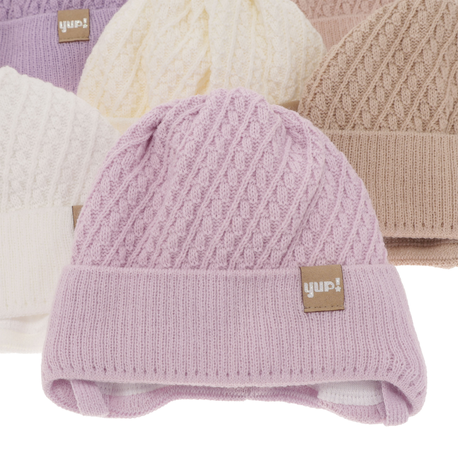 Czapka jesienna, wiosenna dla dziewczynki, kremowa, wiązana Dafia