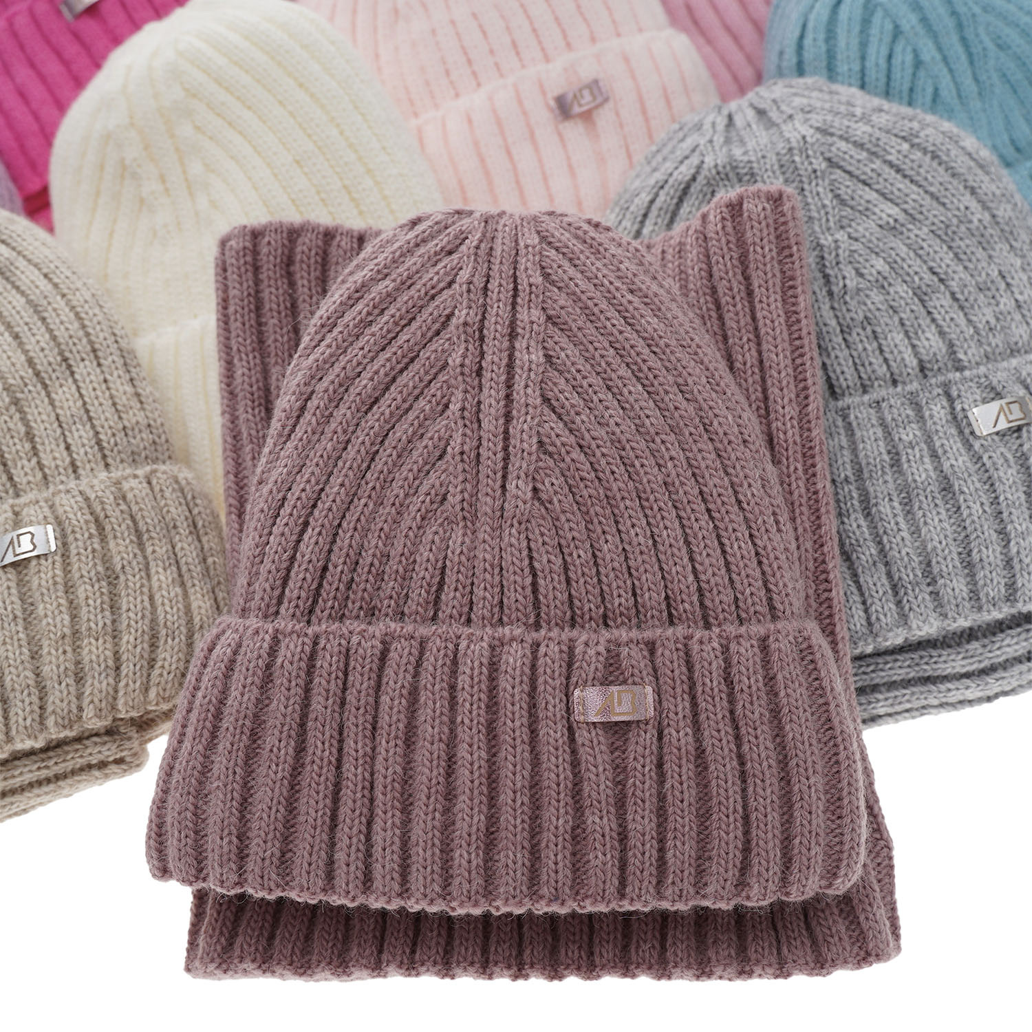 Czapka i komin dla dziewczynki zimowy komplet, różowy Valentine