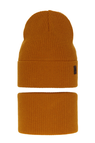 Czapka i komin dla chłopca jesienny, wiosenny komplet, z bawełną, miodowy Dragon