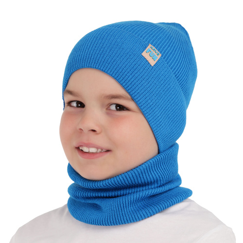 Czapka i komin dla chłopca jesienny, wiosenny komplet, z bawełną, pomarańczowy Ottavio