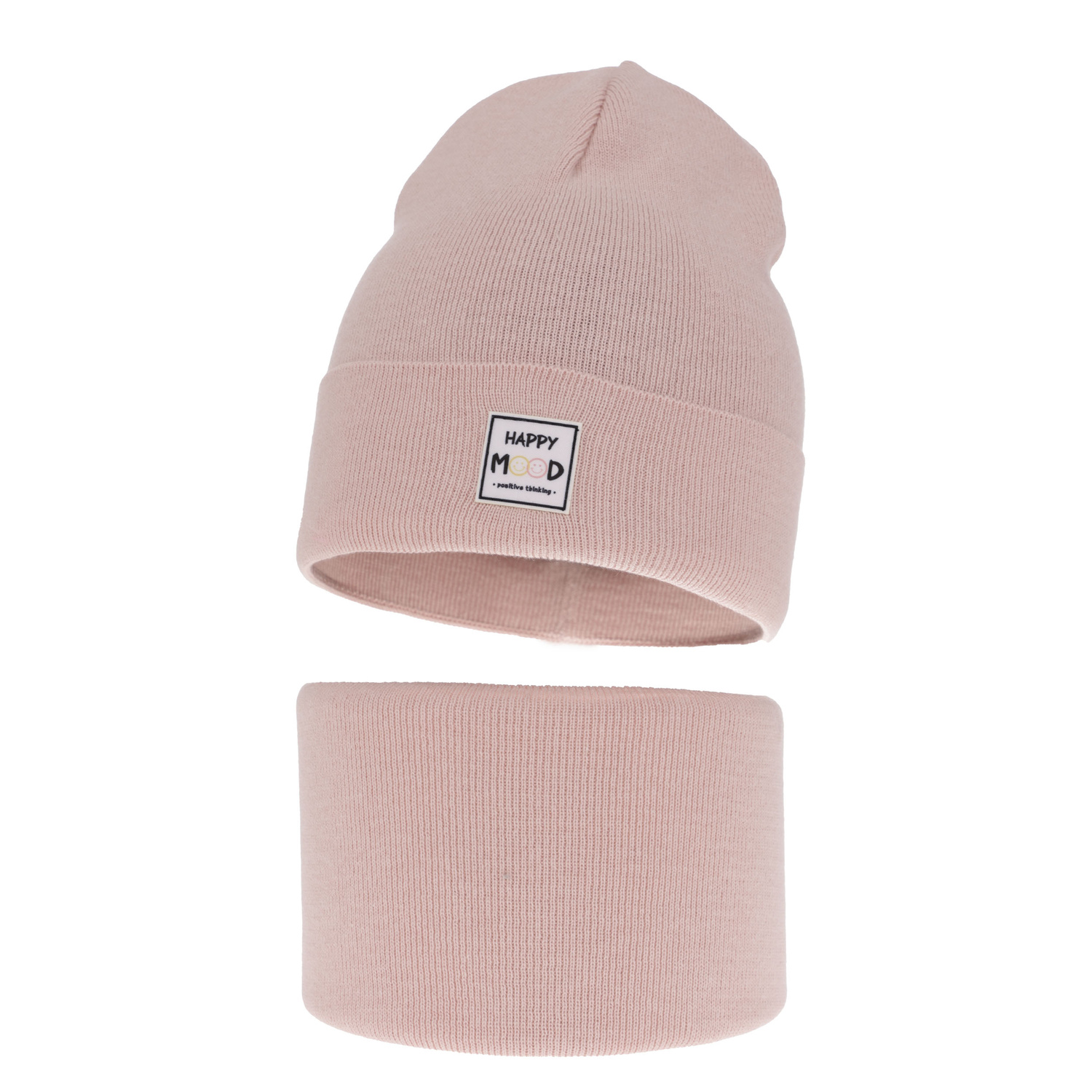 Czapka i komin dla dziewczynki jesienny, wiosenny komplet, z bawełną, różowy, Mersila