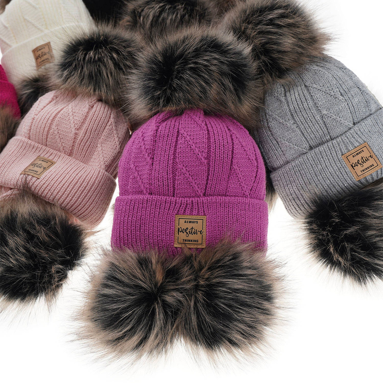 Czapka i szalik dla dziewczynki zimowy komplet, różowy, z dwoma pomponami Gabriela