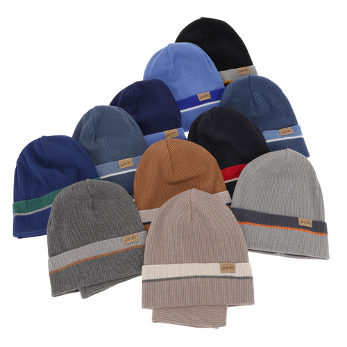 Czapka i komin dla chłopca jesienny, wiosenny komplet, z bawełną, granatowy Antonio