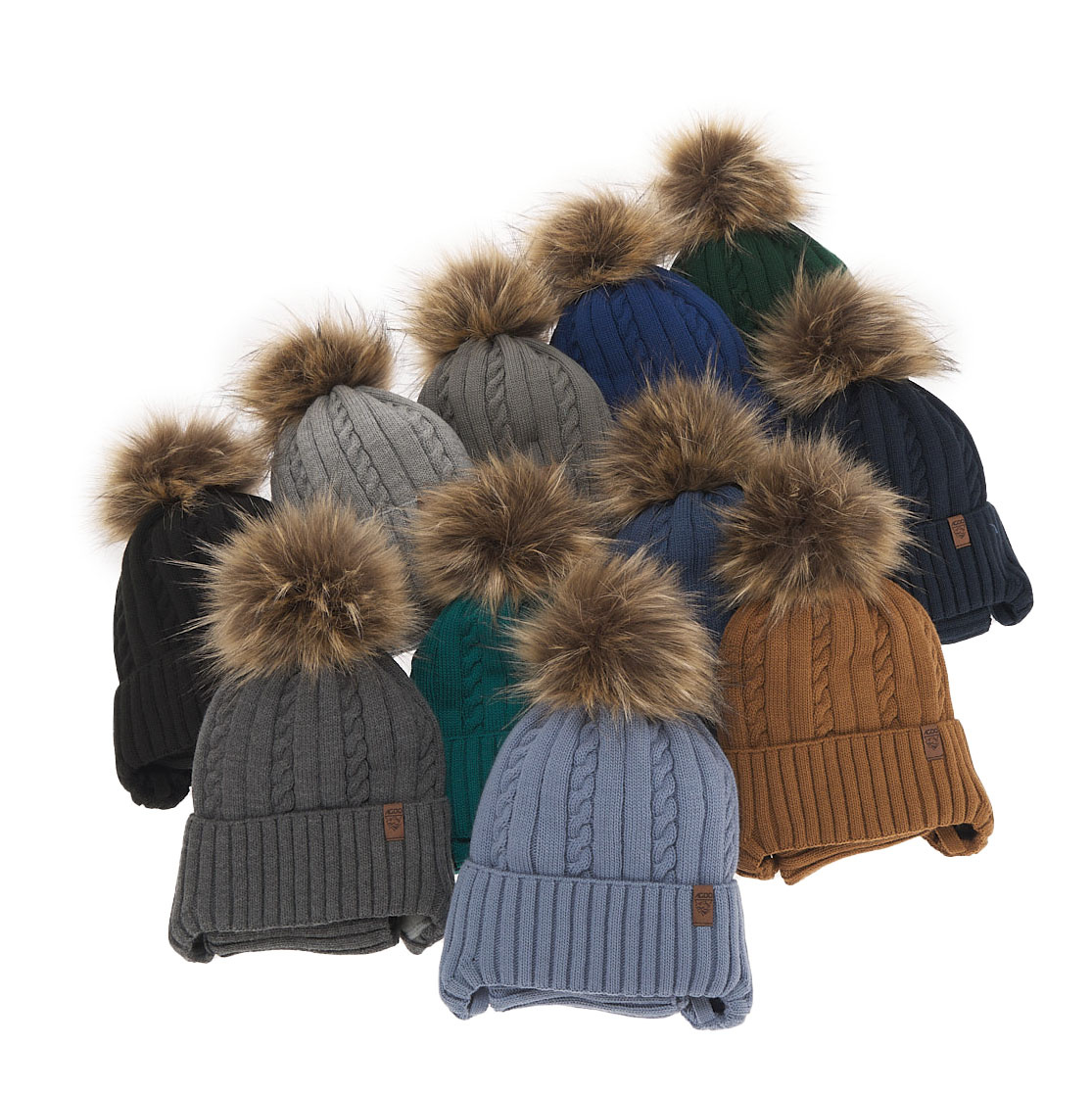 Czapka i komin dla chłopca zimowy komplet, granatowy, z pomponem Peter