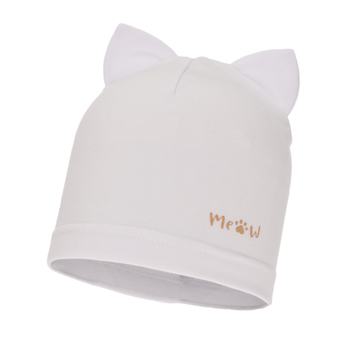 Czapka bawełniana dla dziewczynki jesienna, wiosenna, biała Jaspera