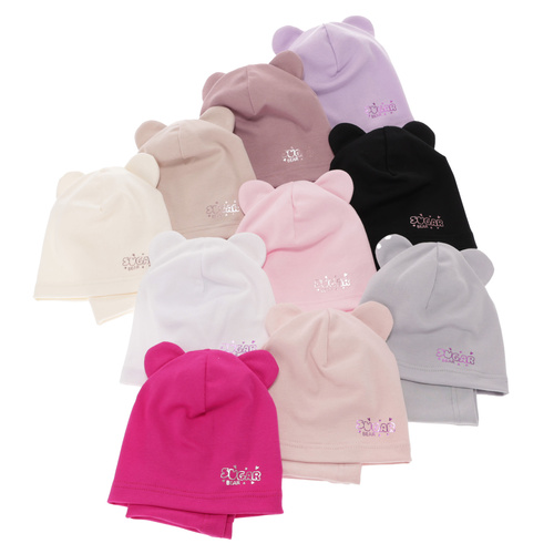 Czapka i komin dla dziewczynki jesienny, wiosenny komplet, czarny, bawełniany Cyntia