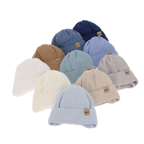 Czapka jesienna, wiosenna dla chłopca, beżowa, wiązana David